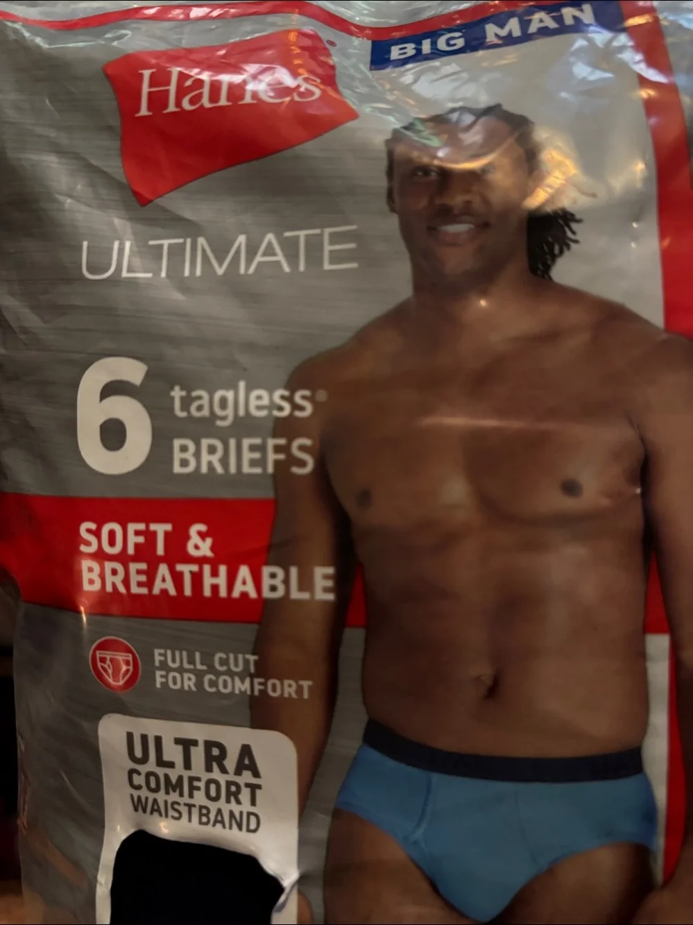 Hanes Tagless Ultra Comfort Waist Briefs 6-Pack in Light Blue, Navy & Gray NWT